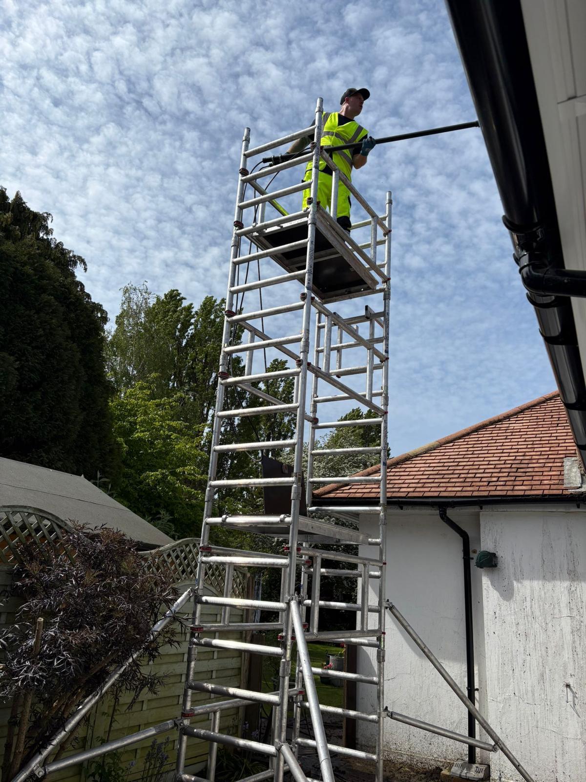 KC Cleaning Solutions roof cleaning from scaffold tower 2