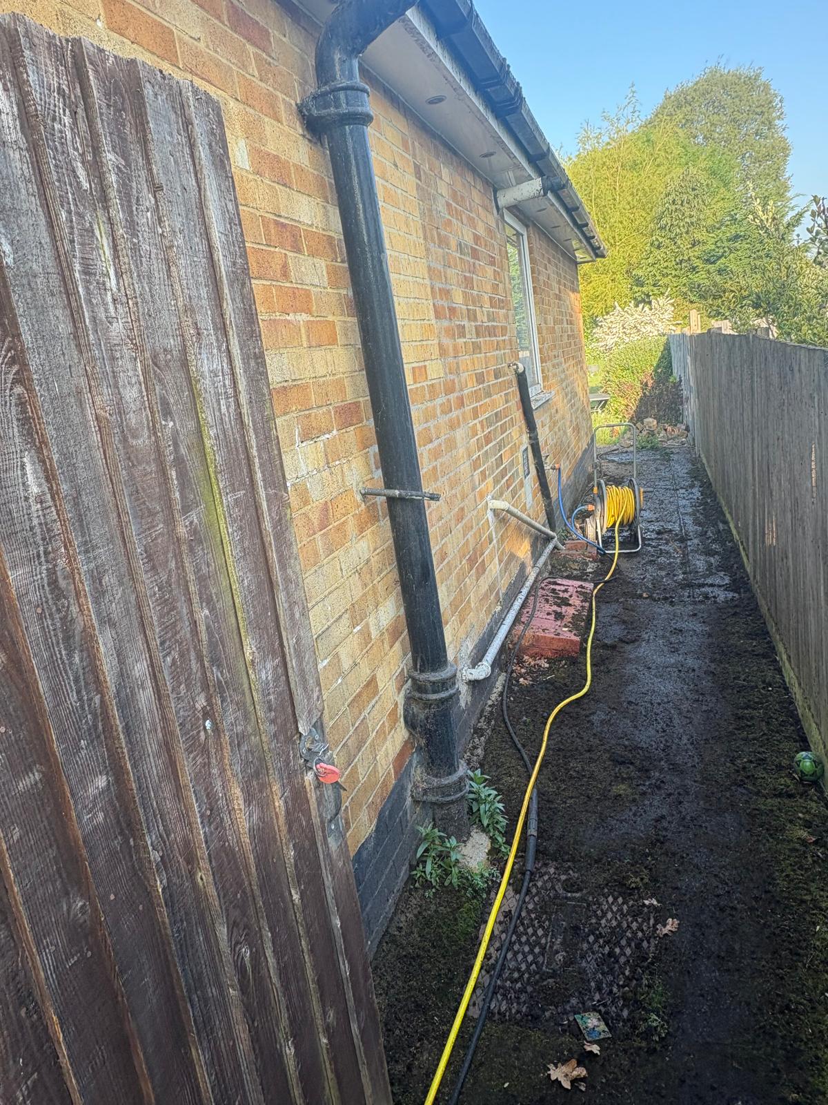 Pressure-washing work – side passage – before