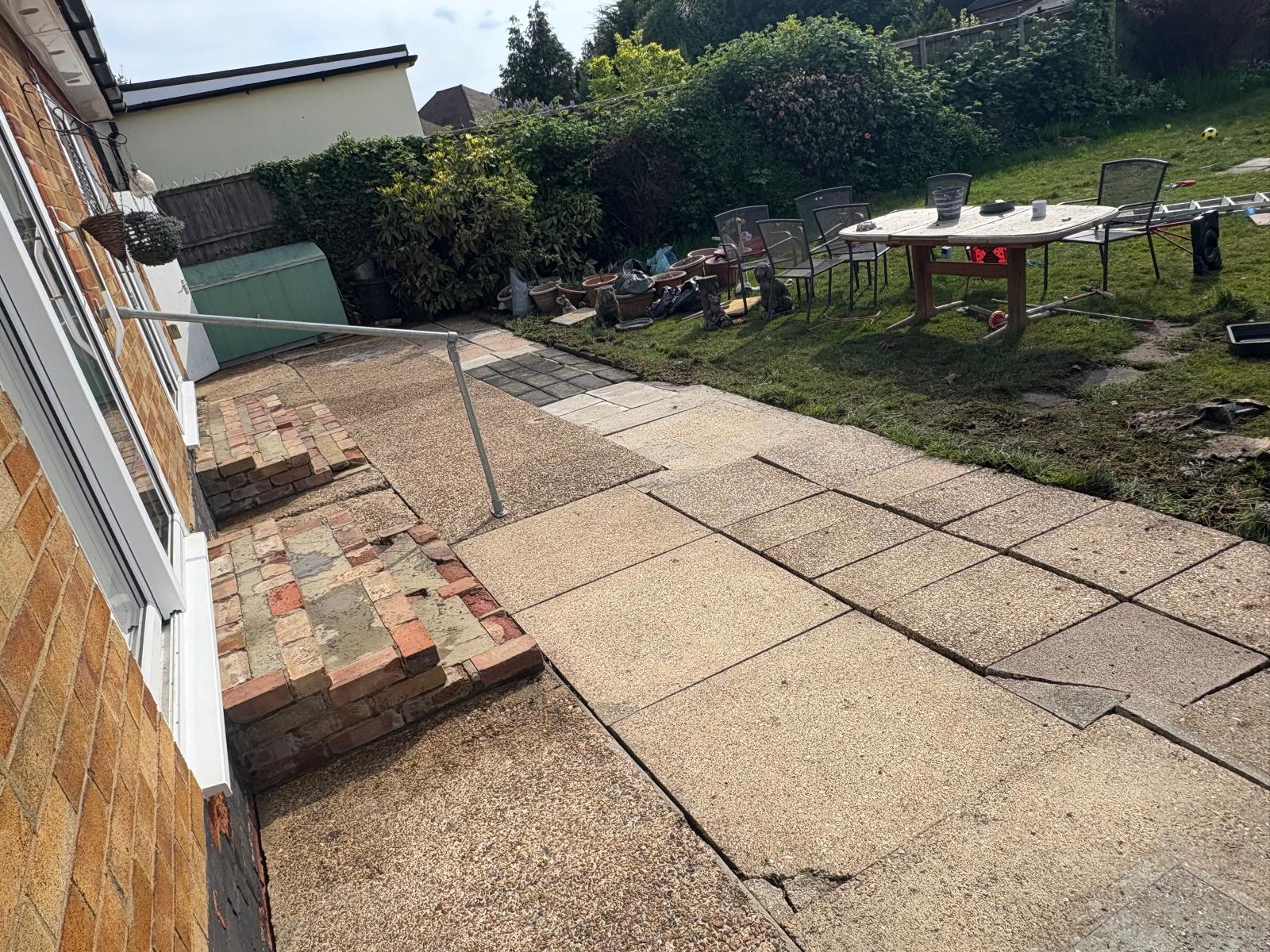 Pressure-washing work – patio and steps – after